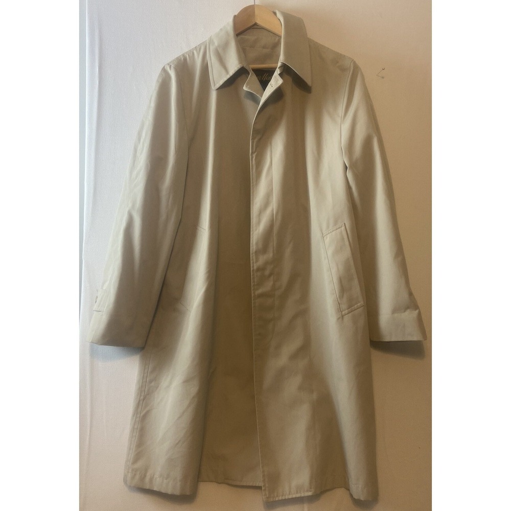 Clipper Mist Mens All Weather Trench Coat Sz 40R Khaki Button‎ Front Preppy